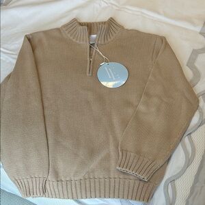 Little English camel quarter zip sweater